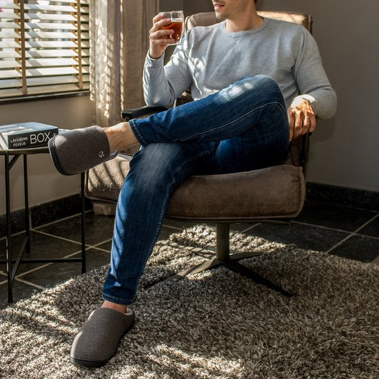 Hausschuhe Herren - Hausschuhe - Größe 44/45 - Grau - Rutschfest - Comfeet