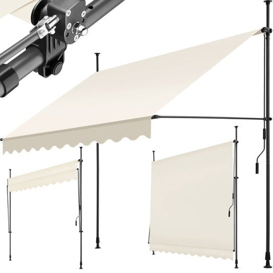 tectake - Klemmmarkise - Sonnenschirm - Verstellbar - Klemmmarkise - Sonnenschirm Balkon - 250 x 180 cm - beige - Markise - 404960