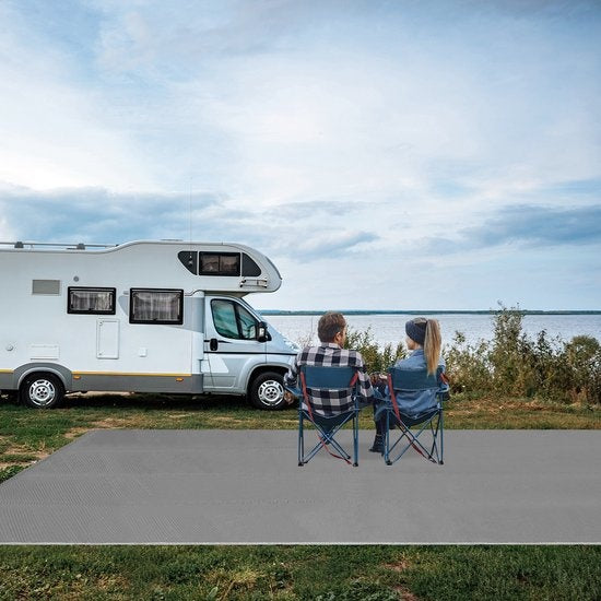 LifeGoods Outdoor-Teppich - 274x350CM - Gartenteppich - Inkl. Tragetasche - Grau