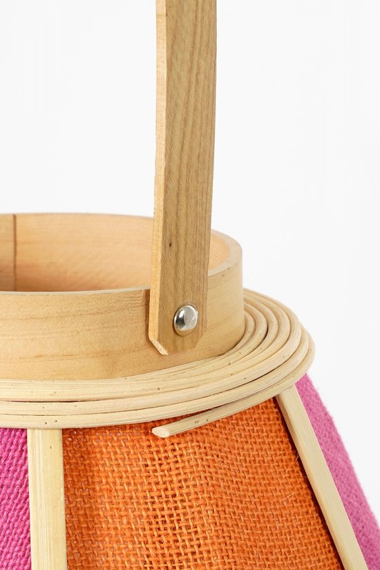 Mica Decorations Roger Laterne - H45 x Ø32 cm - Jute - Fuchsia, Orange