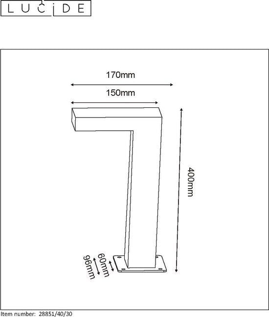 Lucide TEXAS – Sockelleuchte – LED – 1x8 W, 3000 K – IP54 – Anthrazit