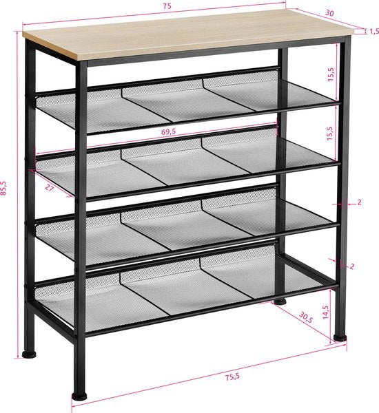 tectake - Schuhregal Bournemouth Industrieleuchte - Schuhaufbewahrung - 404280