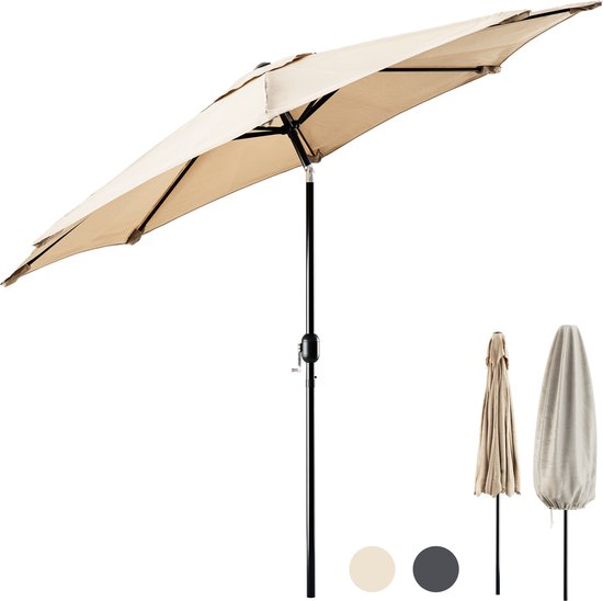 Tristar Stabsonnenschirm – 300 cm, rund – Garten & Balkon – neigbar – inkl. Schutzhülle – PA-7904 – Beige
