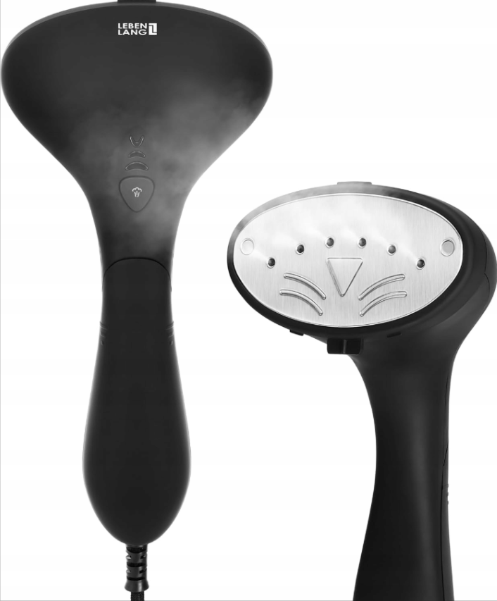 LEBENLANG Bügeleisen mit Dampffunktion 1500 W - 3 Einstellungen - 100 ml Wassertank - 0,7 kg - schwarz - kompakte Maße 23 x 10 x 12 cm