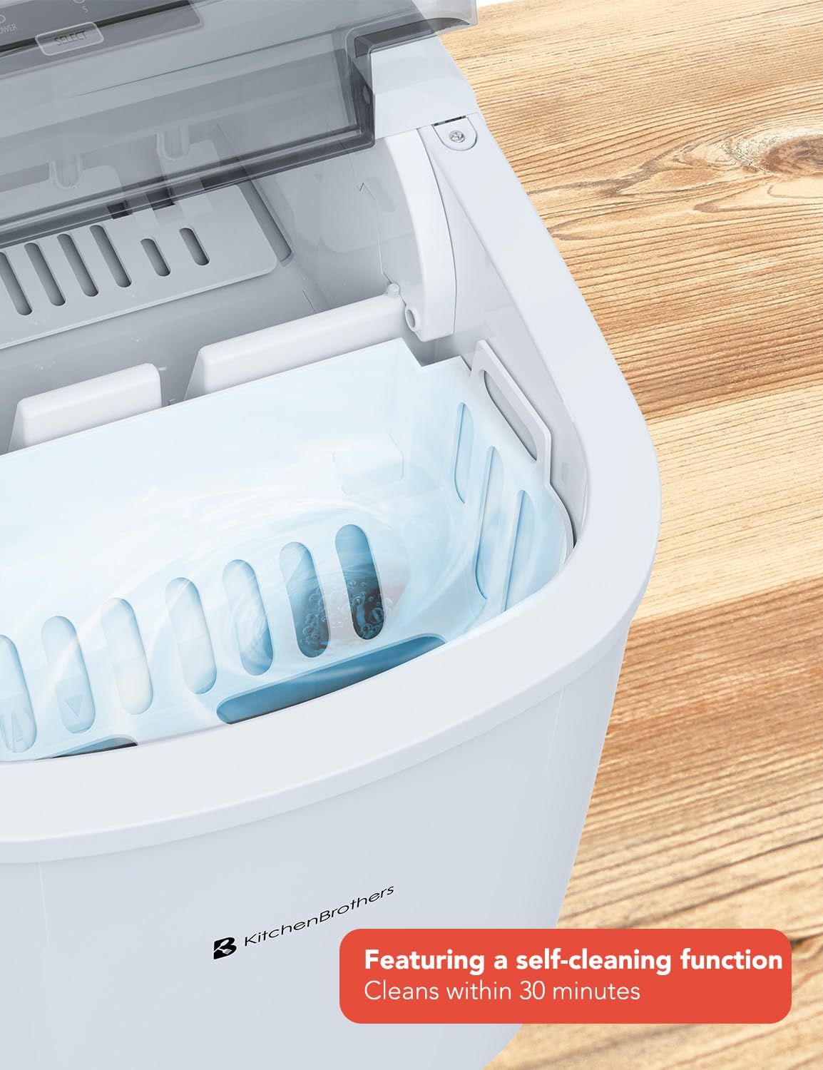 KitchenBrothers Eiswürfelbereiter - 1,2 Liter - 95 Watt - 32D x 31B x 25H - Weiß