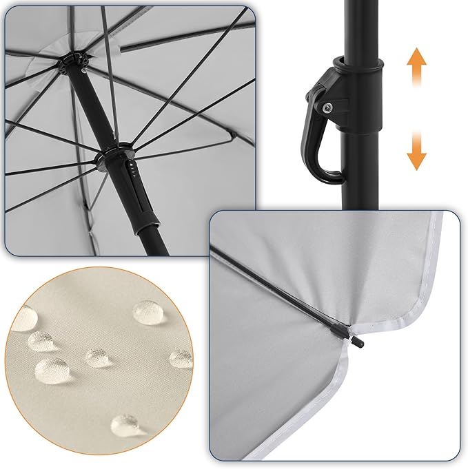 WOLTU GSS0007be01 Balkon-Sonnenschirm 135 cm - UPF 50+ - Höhenverstellbar und 35 Grad neigbar - Beige