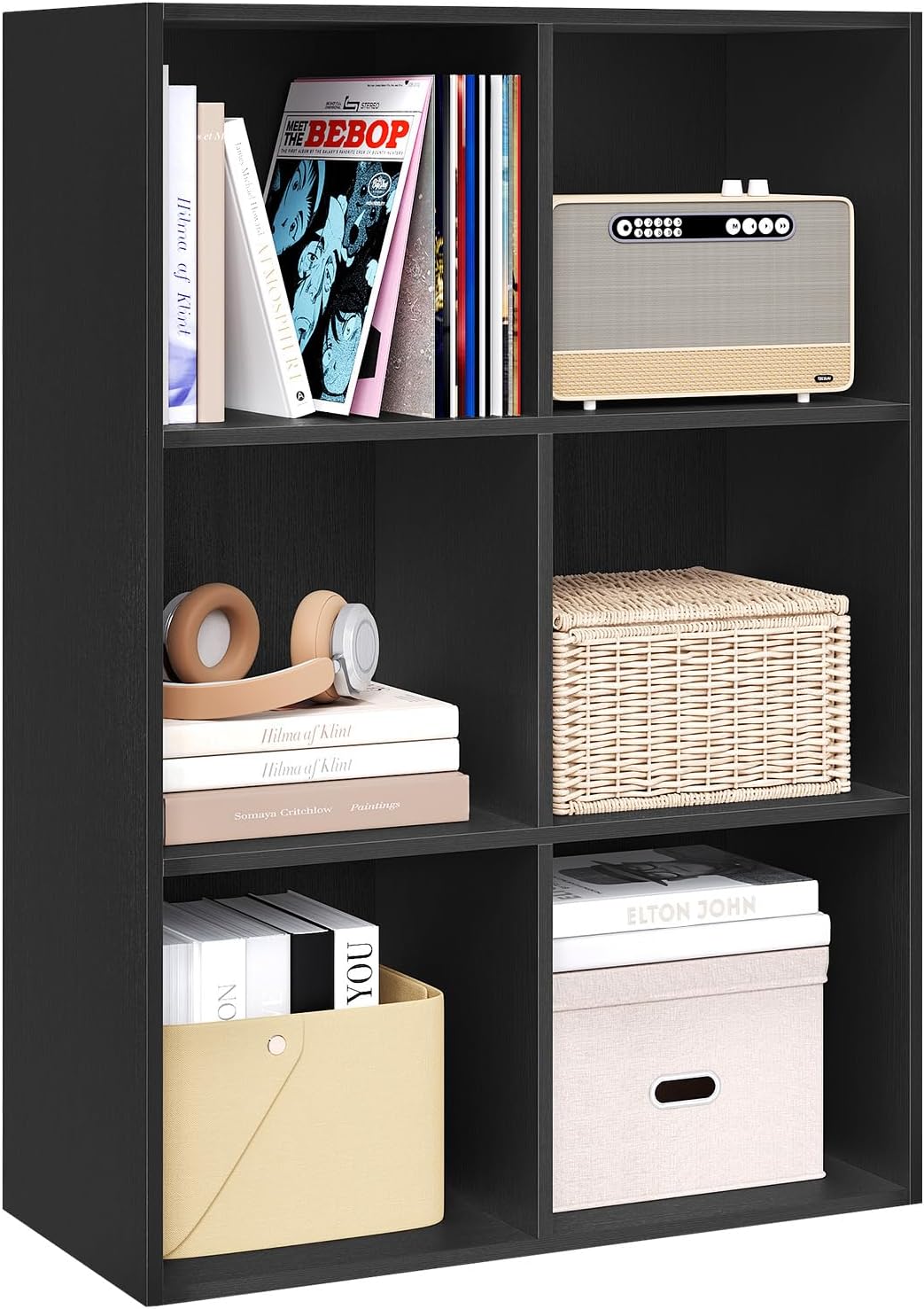 Woltu 6-Fächer-Bücherregal – Kubus-Aufbewahrungsschrank – Schwarz – 59,6 x 29 x 89 cm