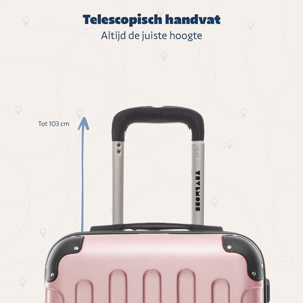 TRVLMORE - Koffer - Handgepäck - 54x36x20cm - 38L - Rose gold