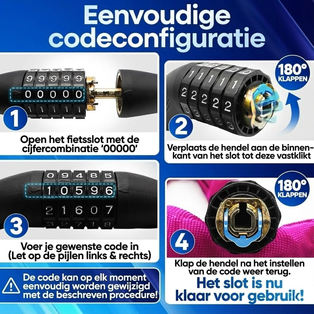 NEXTCOVER® Fahrradschloss LockOne mit Zahlencode I - [SAFESECURE] Zahlenschloss sehr sicheres Fahrradschloss Zahlenschloss I robustes & langlebiges Kettenschloss Fahrrad I Fahrradschloss