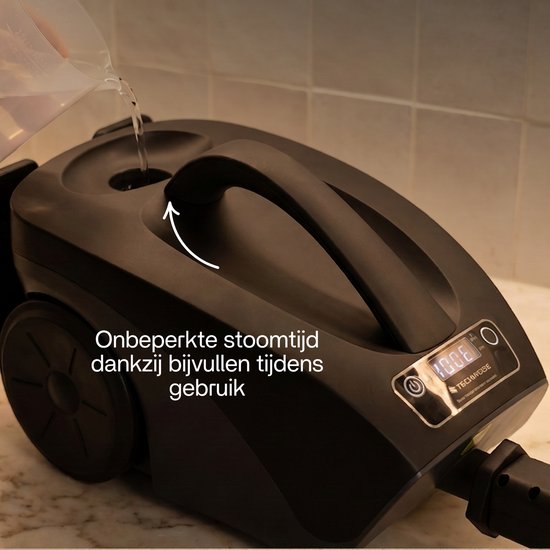 Techweise TS3 – Dampfreiniger – Reinigungsgerät – 2600 W, 4,2 bar Dampfdruck – Nass- und Trockendampf – Für Fußböden, Badezimmer, Auto und mehr – 5 m Kabel – Innerhalb von 1 Minute aufgeheizt