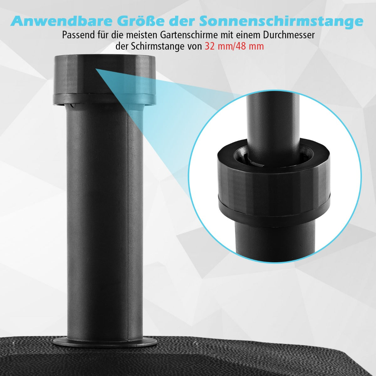 Coast Sonnenschirmbasis auf Rädern - befüllbar - Max. 25 kg - 45 x 44 x 40 cm - Schwarz