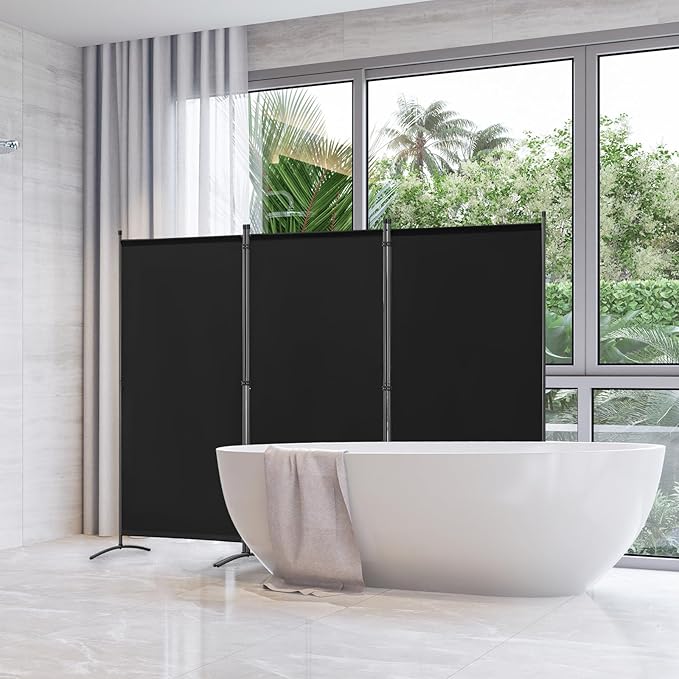 Angel Living Paravent – 3 Paneele – 243 x 169 cm – Schwarz – Freistehend