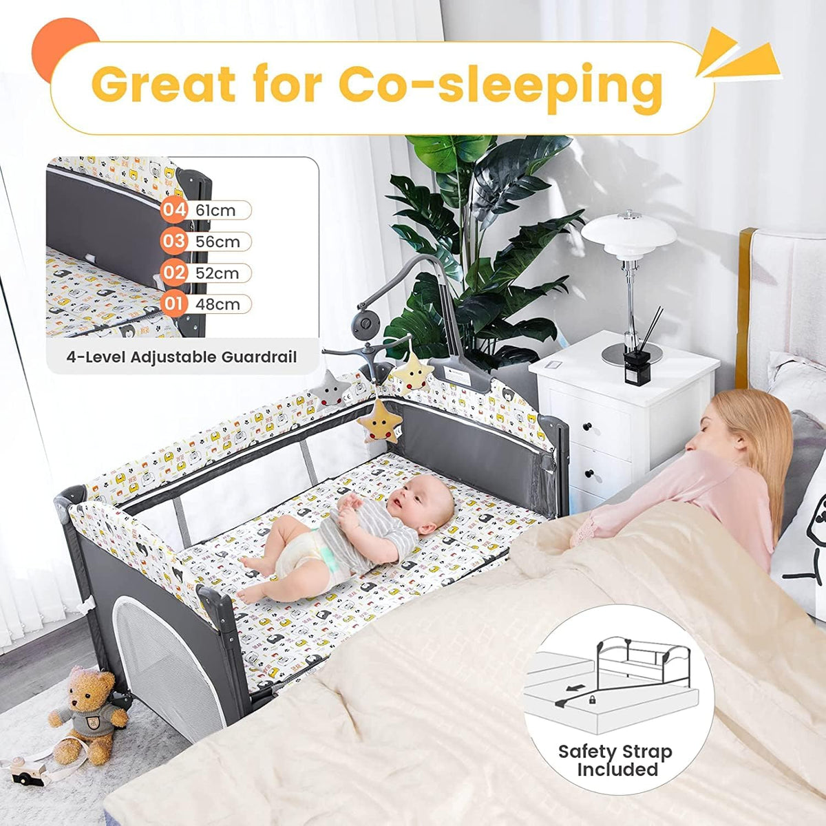 Kinderbett Coast - faltbar - 110 x 76 x 76 cm - Schwarz