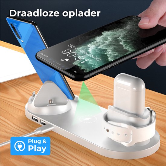 Nuvance - 6 in 1 Wireless Charger - Geeignet für alle Qi-Geräte - Wireless Charger - Wireless Chargers