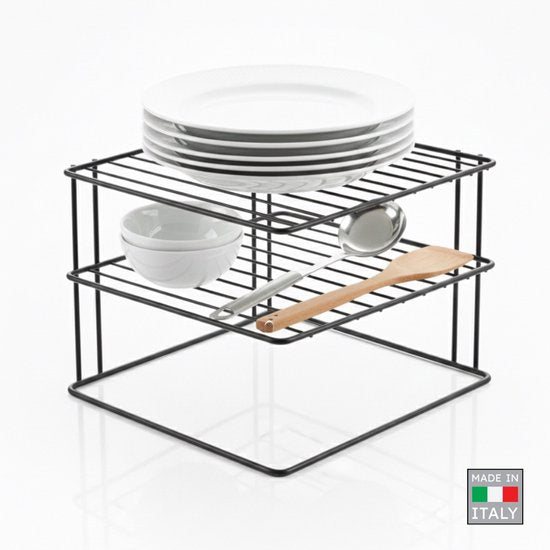 Metaltex – Tellerhalter – Schwarz – Ordnungssystem für den Küchenschrank – 25 × 25 × 19 cm