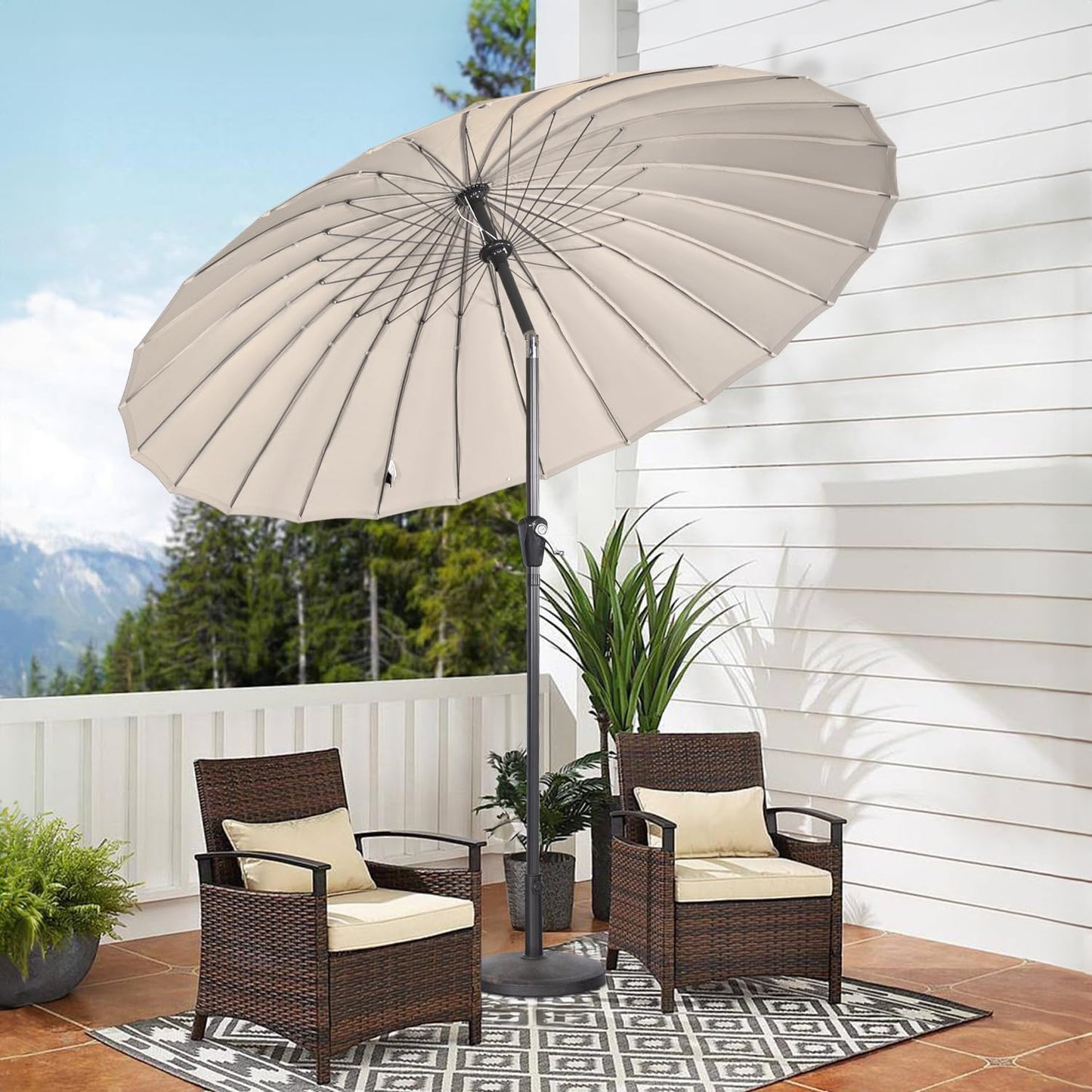 Angel Living Sonnenschirm Rund - Ø250 cm - Massiv - Beige