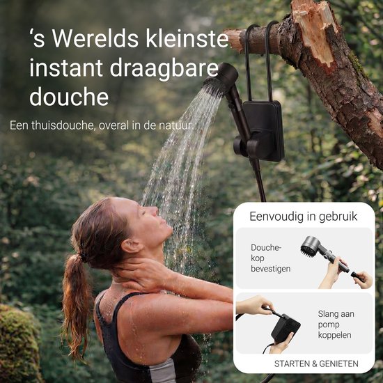Wiederaufladbare Campingdusche mit 2 Wasserfiltern – 24 Duschen – 3 Einstellungen (Nebel, Normal, Voll) – Außendusche für Camping, Hunde, Auto, Fahrrad und Wohnmobil – FLOAT Oasis