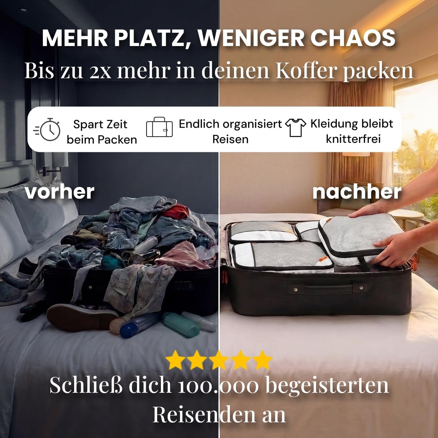 loonara Kompressionspackwürfel - 4-teilig - Grau