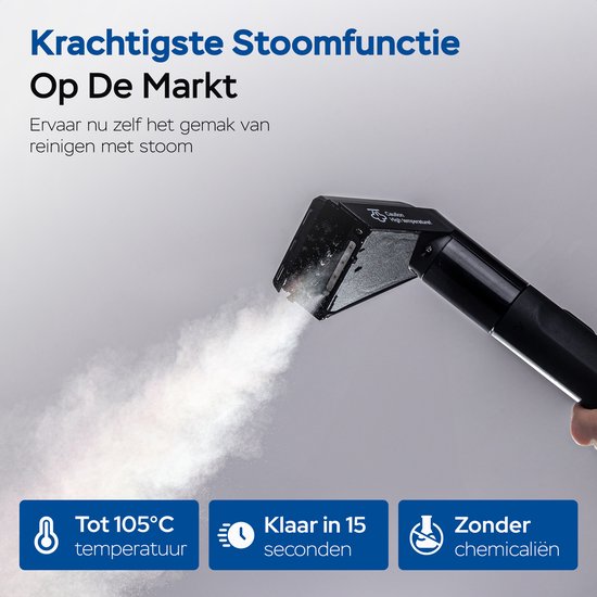 Qclean® Teppichreiniger – 4-in-1-Fleckenentferner & Dampfreiniger – 105 °C Dampf – Polsterreiniger – Selbstreinigend – inkl. Reinigungsmittel