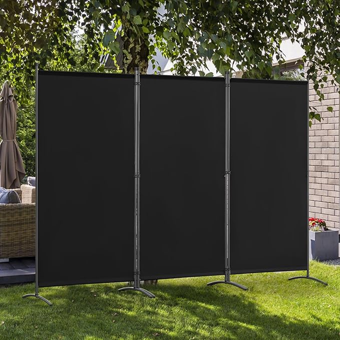 Angel Living Paravent – 3 Paneele – 243 x 169 cm – Schwarz – Freistehend