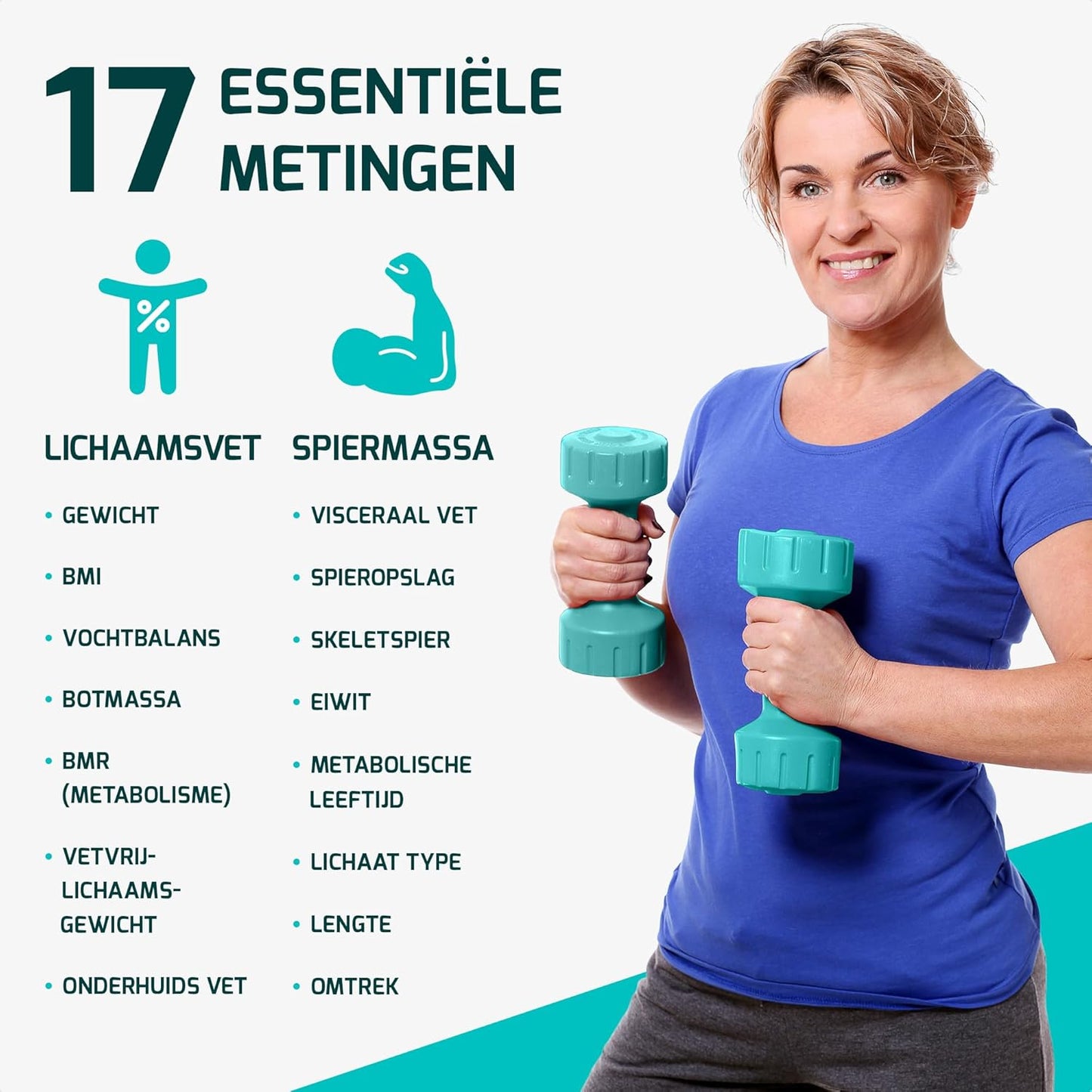 Fitage Digitale Personenwaage Intelligente Körperanalyse - 17 Messwerte - App-Verknüpfung - 180 kg - 28 x 28 cm - Schwarz