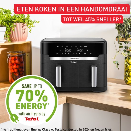 Tefal Easy Fry Dual XXL EY9428 – Doppel-Heißluftfritteuse XXL – 11 l – Einschübe 6,5 l & 4,5 l – 7 Programme – Für 8–10 Personen