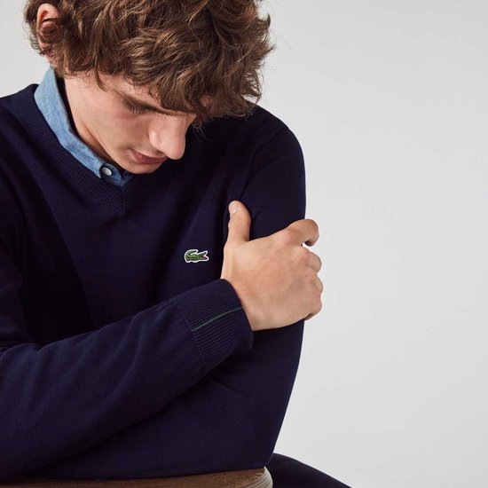 Lacoste Pullover mit V-Ausschnitt aus Bio-Baumwolle - Sporttrikots - Navy blau - Herren - Größe S
