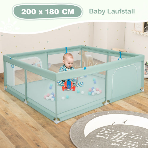 Coast Baby Box - BPA-frei - Türbox - 4 Griffe & 50 Ozeanbälle - 200 x 180cm - Grün