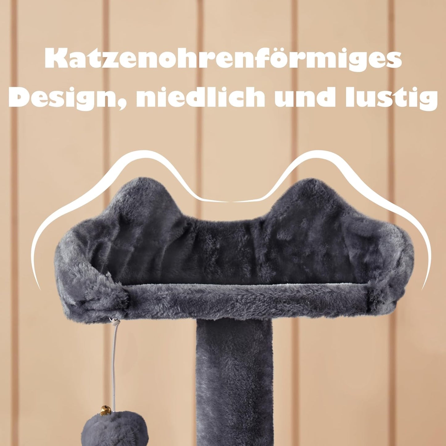 Yaheetech Kratzbaum - 3 Aussichtsplattformen - 2 Katzenhöhlen - 49 x 49 x 139 cm - Dunkelgrau