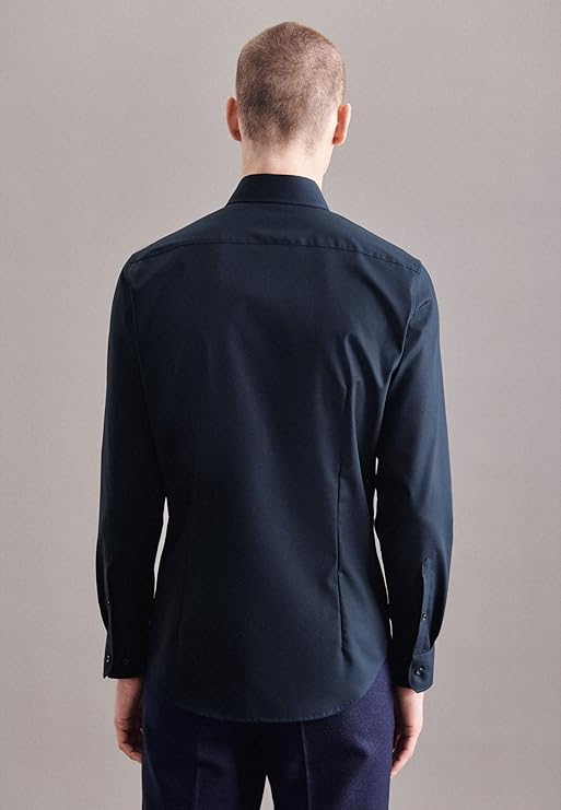 seidensticker Business Hemd Slim Fit Bügelfrei Kent Langarm Herren Business Hemd (1er-Pack) - Größe 42 - Marineblau