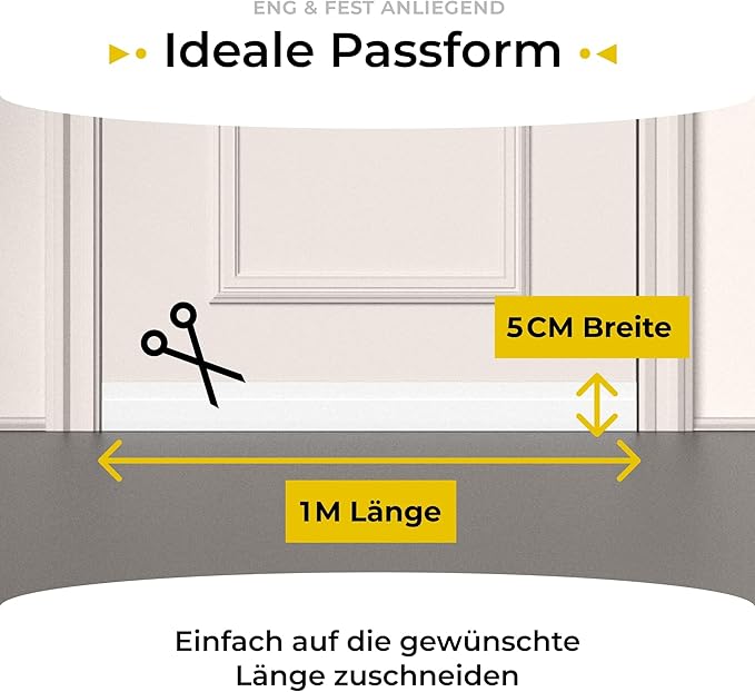 Five Dots Zugluftstopper für Türen - Selbstklebend - Hält die Wärme im Raum und stoppt die Zugluft unter der Tür - Zugluftstopper für Türen als Schutz vor Kälte