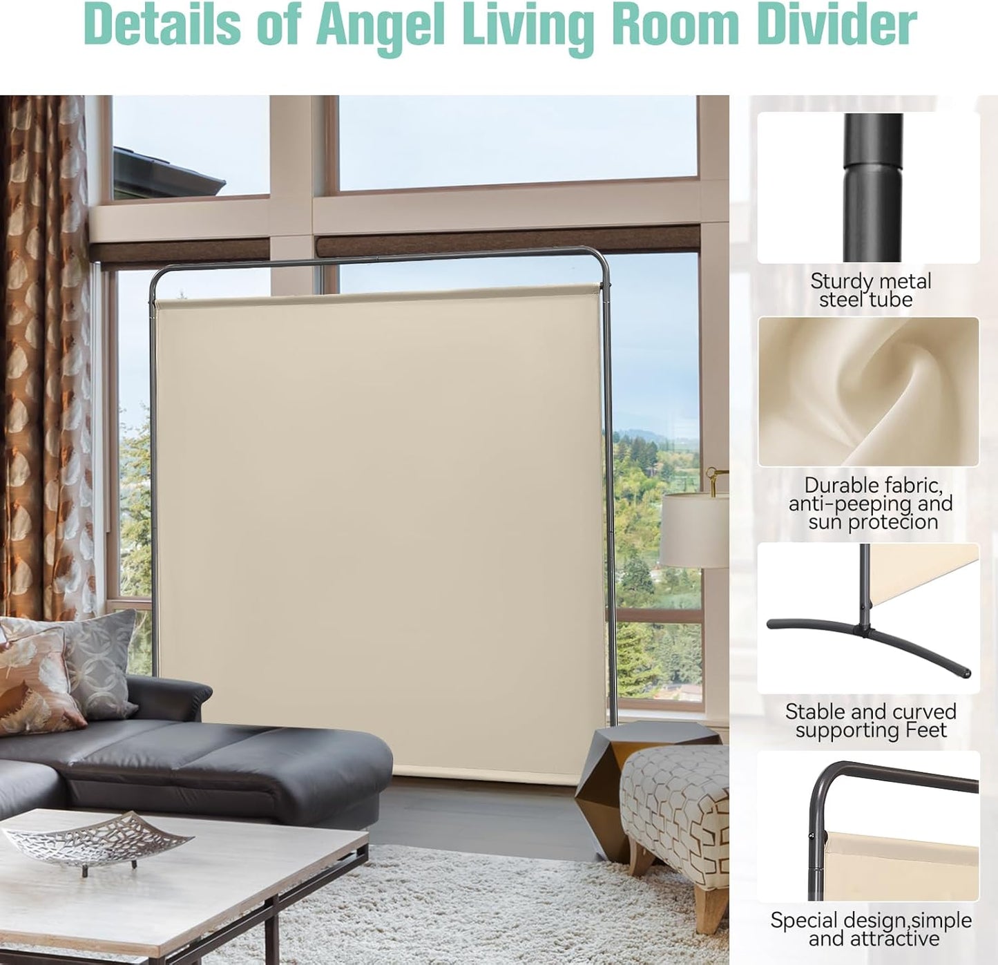 Angel Living Chamber Screens - 1-teilig - faltbar - Beige - 162,5 x 177cm