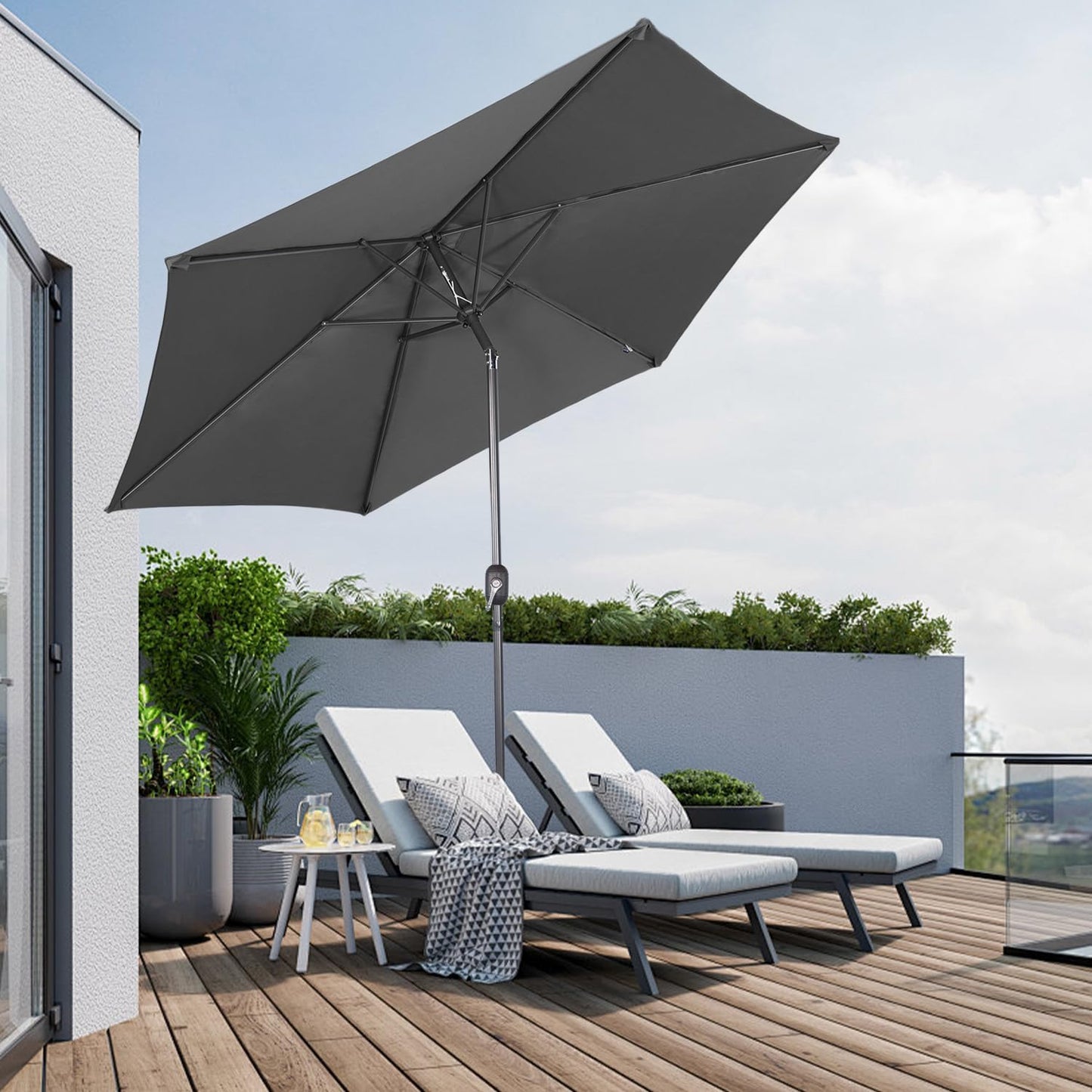 Angel Living Sonnenschirm Ø300 cm - Rund - Grau