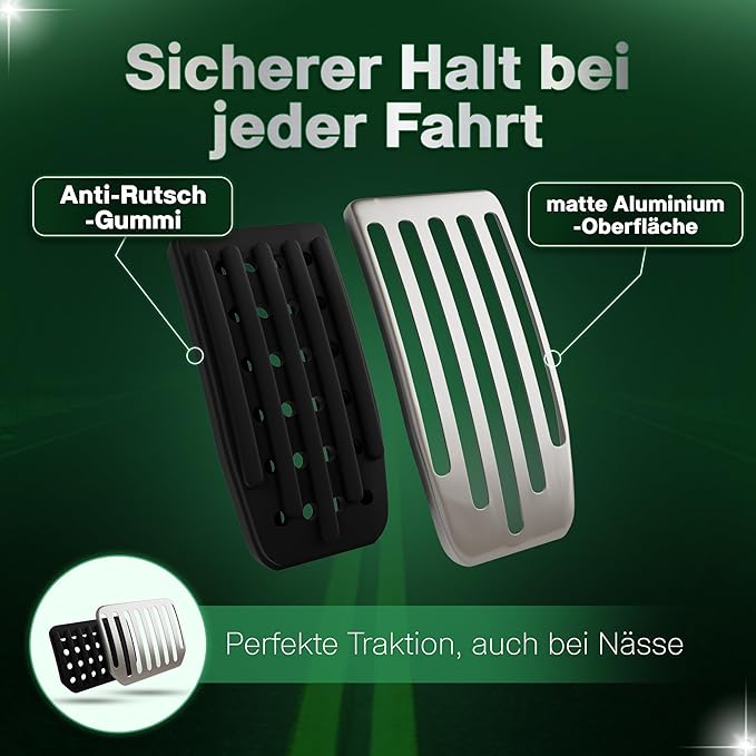Loonara PedalPower Sport Pedale Tesla Model 3/Y Schwarz/Silber - Aluminium - Anti-Rutsch Gummi - Performance Design