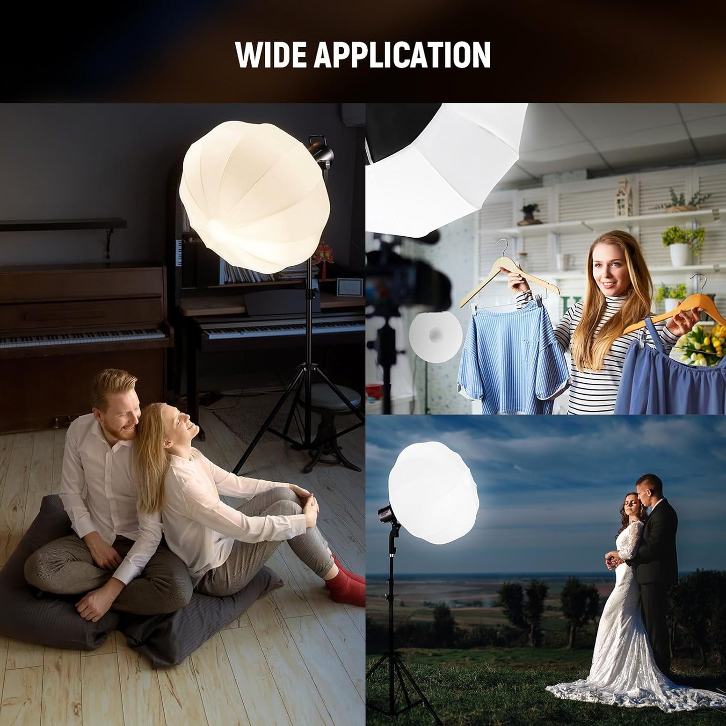 Neewer 50 cm Laternen-Softbox, weiß – 360°-Lichtdiffusor mit Schnellwechselvorrichtung und Bowens-Halterung für LED-Videoleuchten