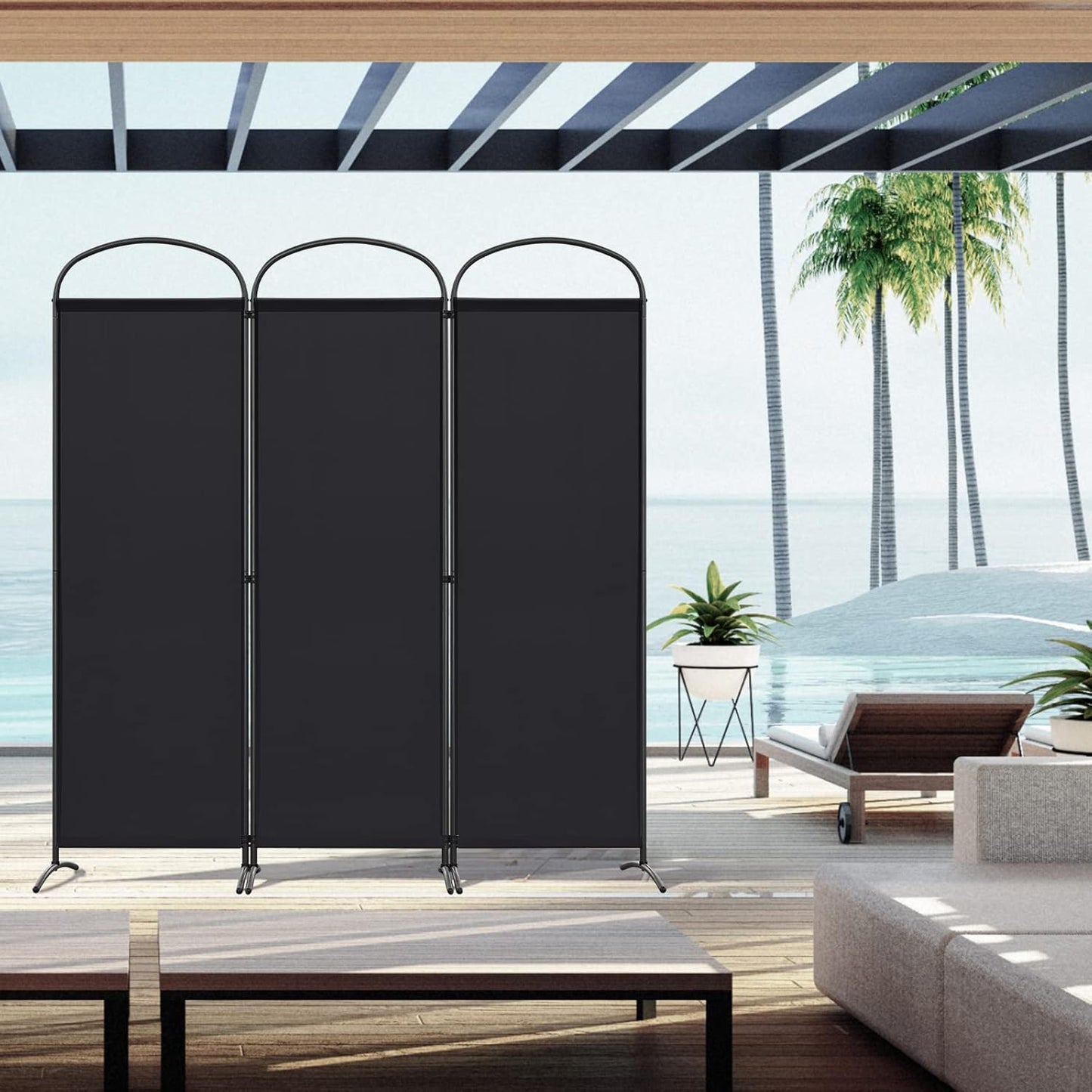 Angel Living Faltwand - 3 Paneele - 168 x 182 cm - Schwarz
