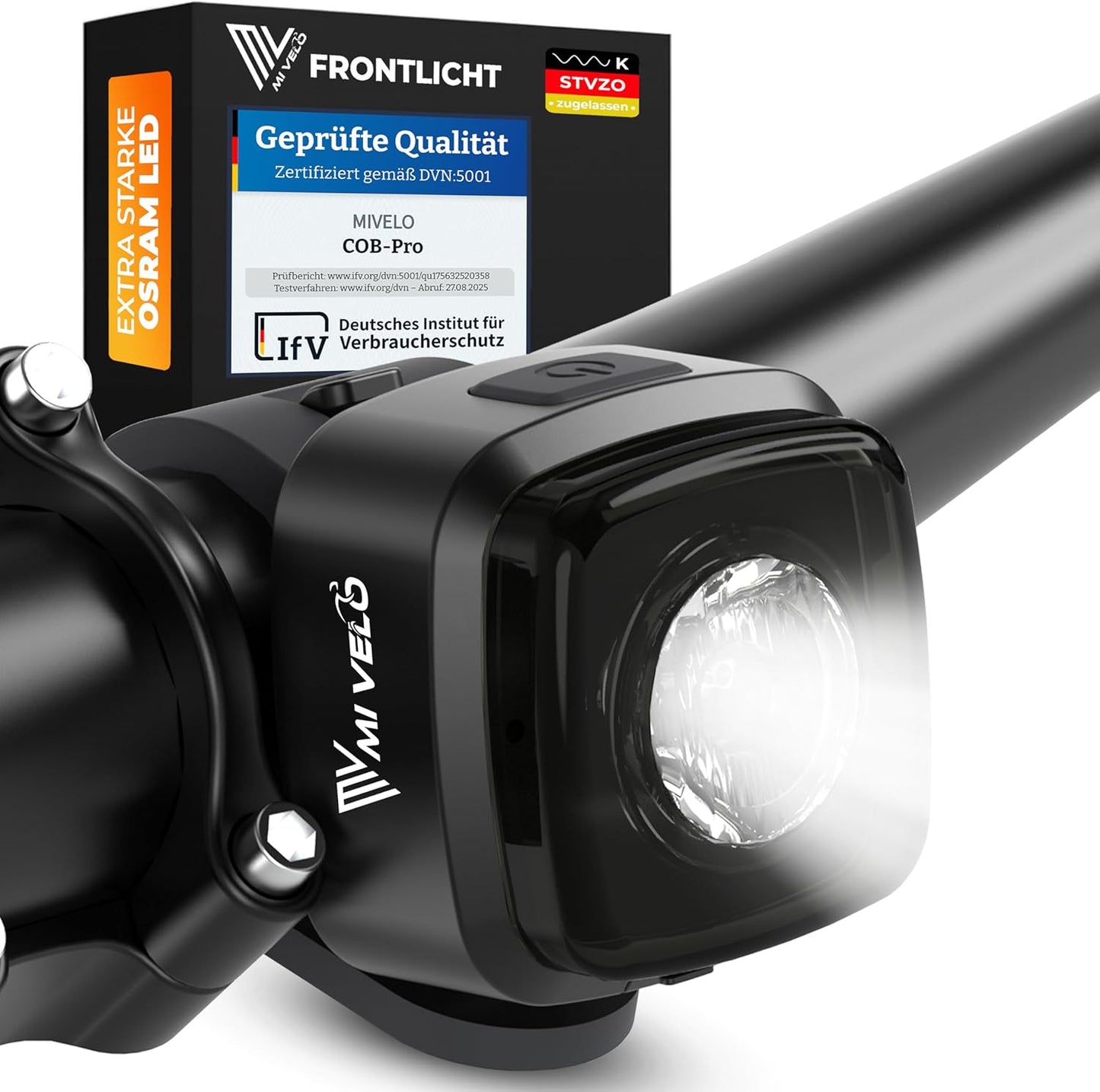 Mivelo Fahrradlicht-Set - LED Vorder- und Rücklicht - USB aufladbar - wasserdicht