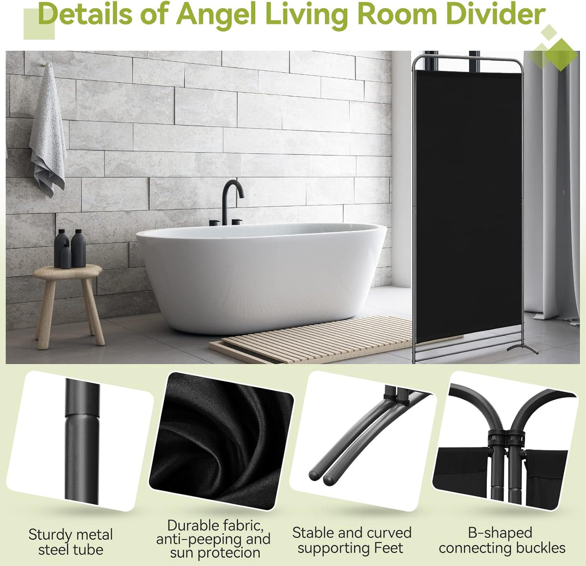 Angel Living Faltwand - 1 Panel - 81 x 180 cm - Schwarz