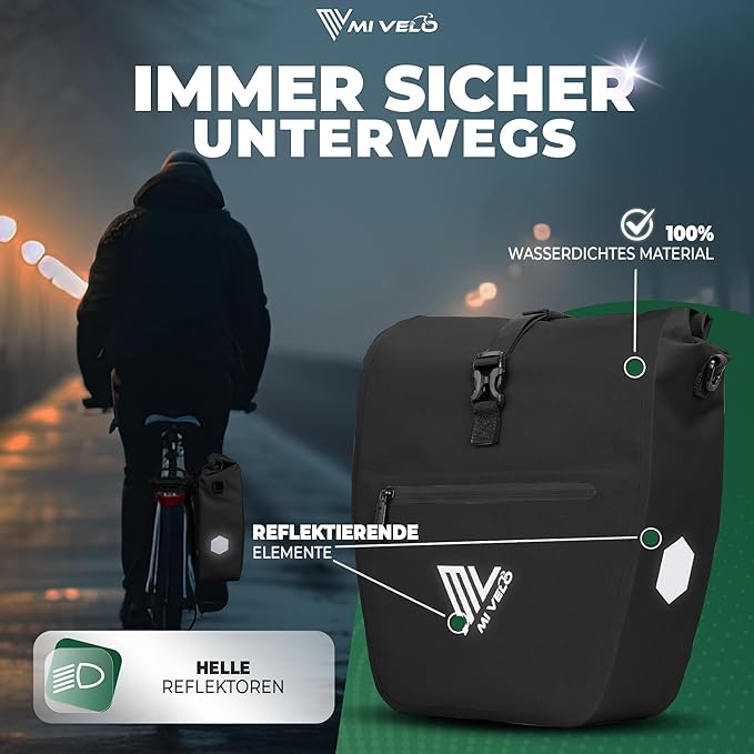 MIVELO Packtasche - Wasserdicht & Inkl. Laptopfach & Schultergurt - 20 Liter - Schwarz