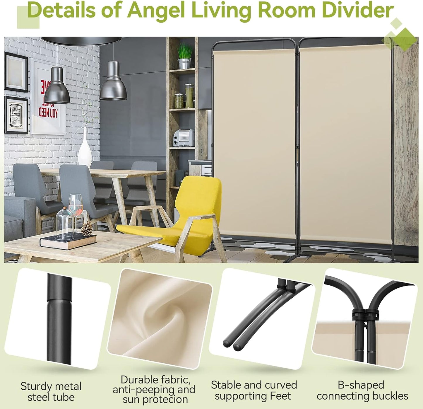 Angel Living Faltwand 2 Paneele - 162 x 180 cm - Beige