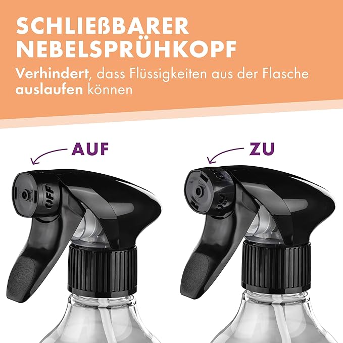 3 x Sprühflasche 500 ml mit Etiketten – gleichmäßiger und feiner Sprühstrahl, dichte und langlebige Sprühflasche für Pflanzen, kleine Sprühflasche für die Autopflege, Sprühflasche, 3er-Set Sprühflaschen