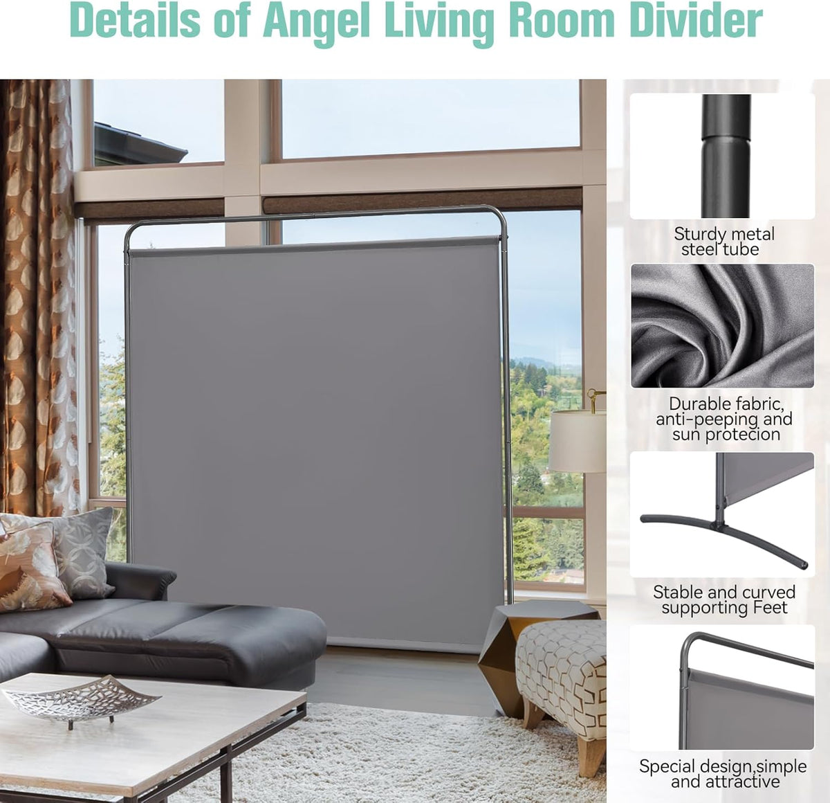 Angel Living Faltwand - 1 Paneel - 163 x 177 cm - Grau