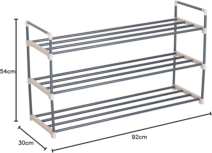WOLTU SR0006 Schuhablage - 3 Schichten - beige und grau - 92 x 30 x 54 cm