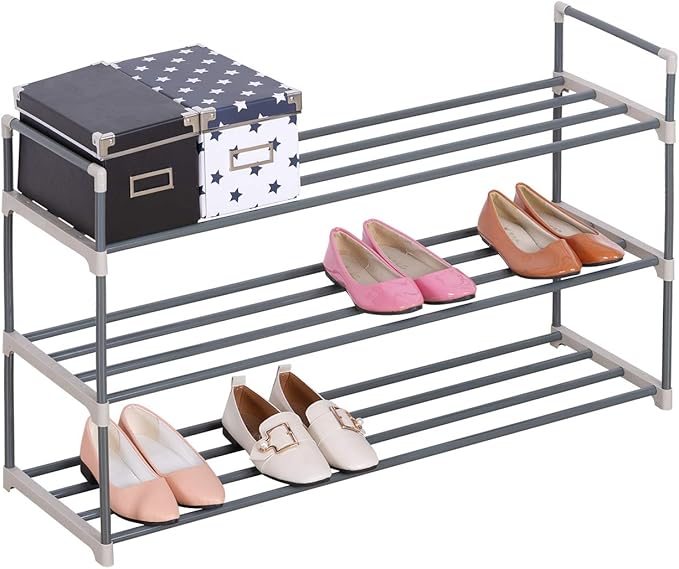 WOLTU SR0006 Schuhablage - 3 Schichten - beige und grau - 92 x 30 x 54 cm