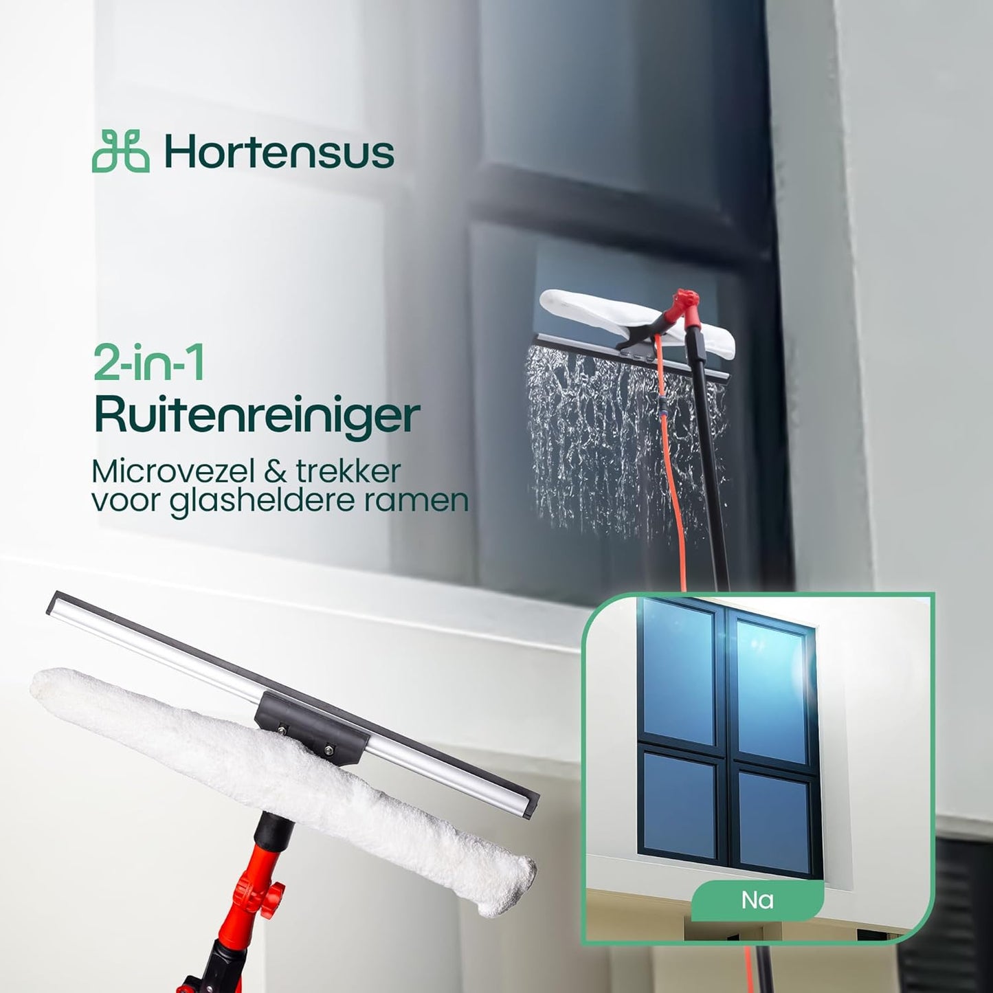 Hortensus Teleskop-Waschbürste - Mit Wasseranschluss und Seifenspender - 6,5 m lang