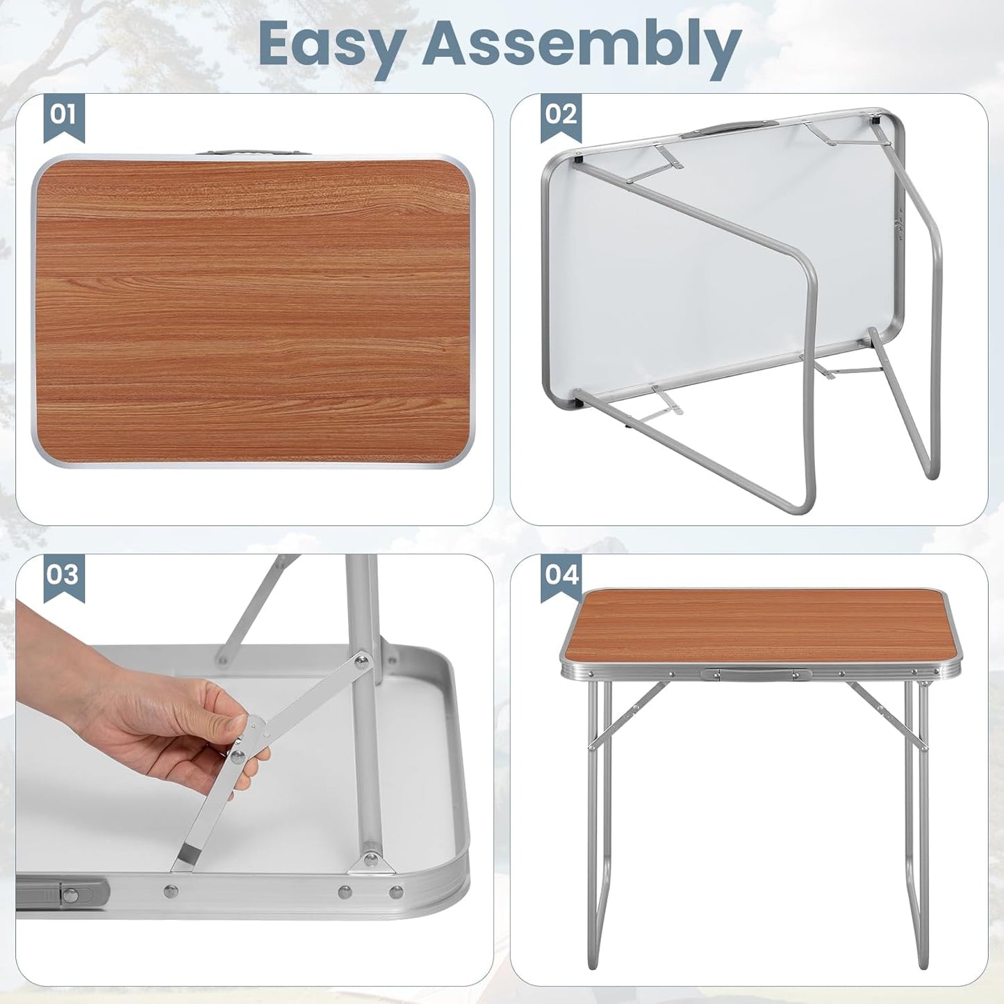 Woltu Camping-Tisch – max. 40 kg – 70 x 50 x 60 cm – Eiche