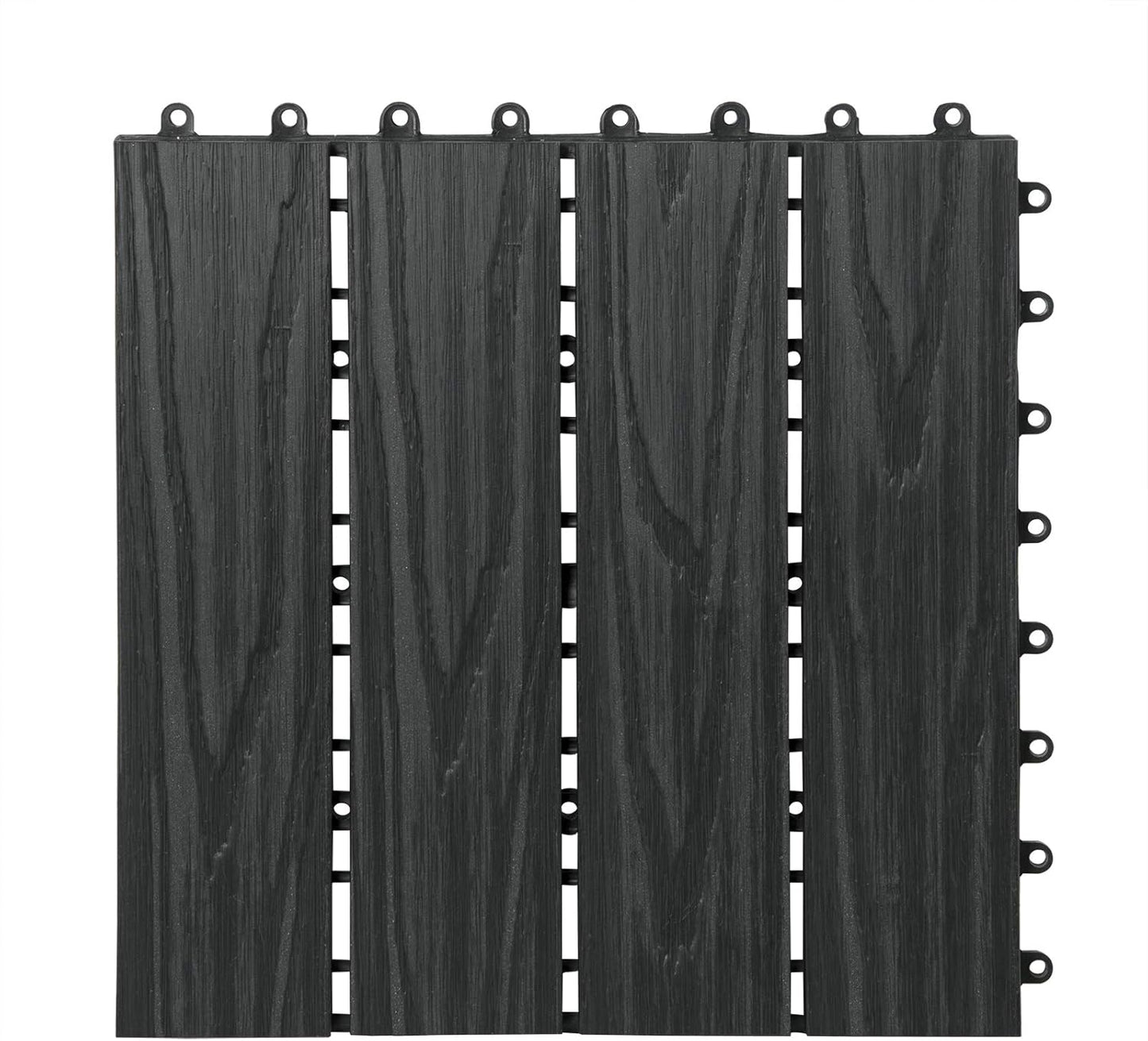 Woltu WPC Terra-Fliesen 30x30 cm - Anthrazit - Klick-System - 22 Stück (2 m²)