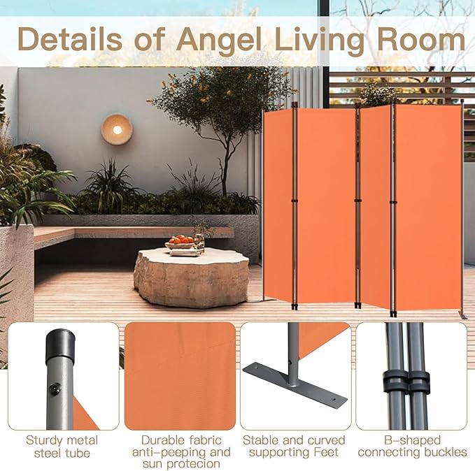 Angel Chamber Screen 4 Panels - Orange - Raumtrenner und Sichtschutz