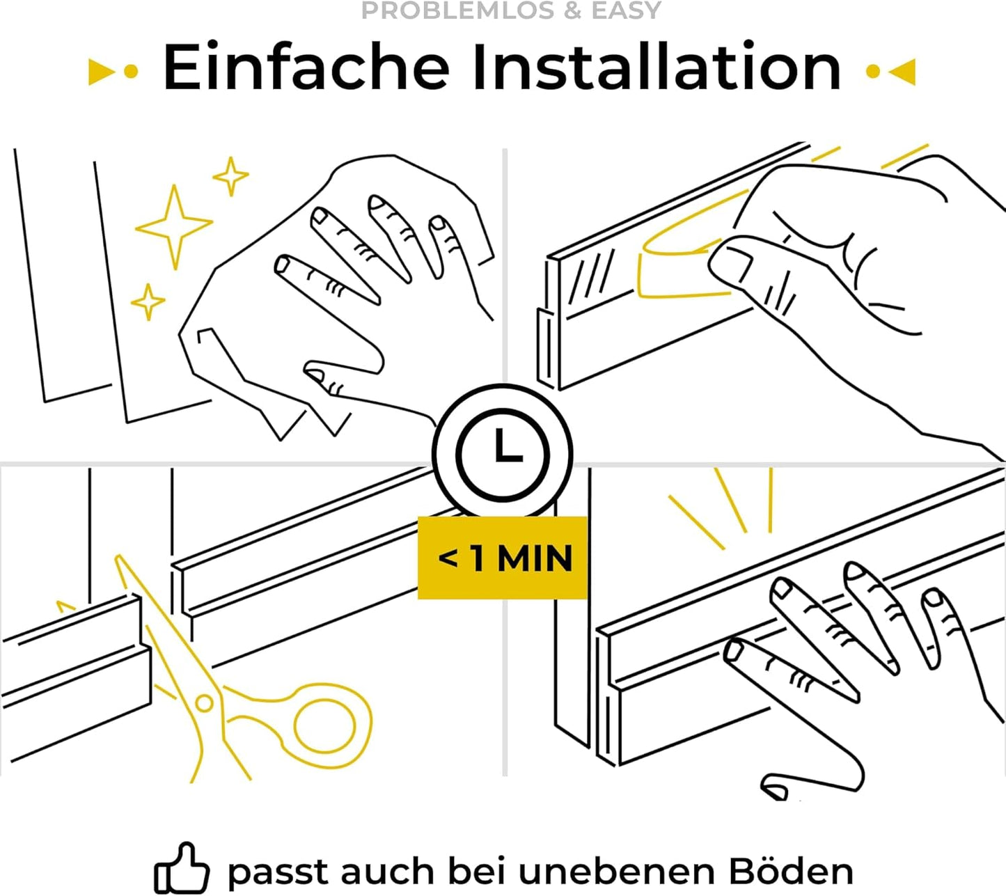 Five Dots Zugluftstopper für Türen - Selbstklebend - Hält die Wärme im Raum und stoppt die Zugluft unter der Tür - Zugluftstopper für Türen als Schutz vor Kälte