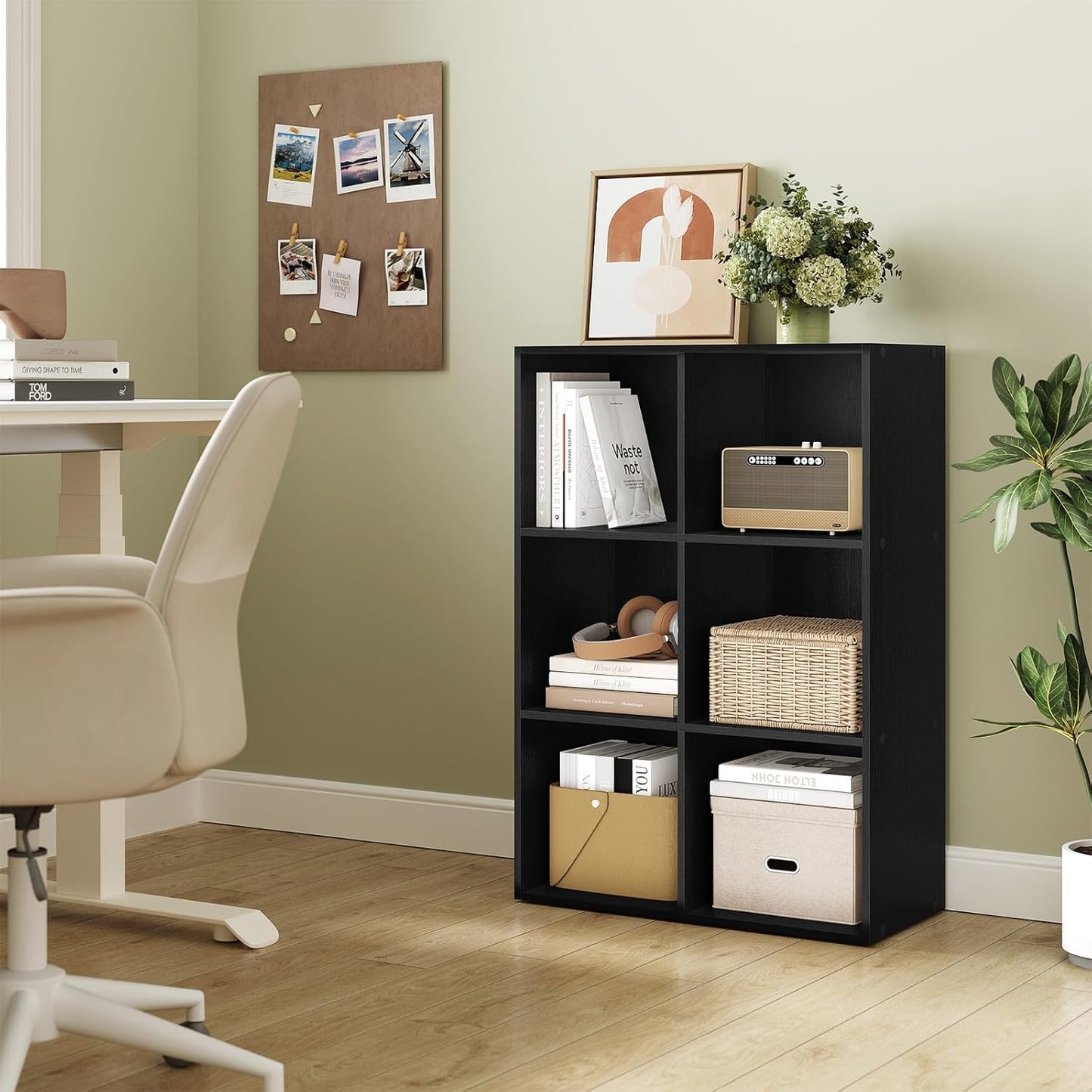 Woltu 6-Fächer-Bücherregal – Kubus-Aufbewahrungsschrank – Schwarz – 59,6 x 29 x 89 cm